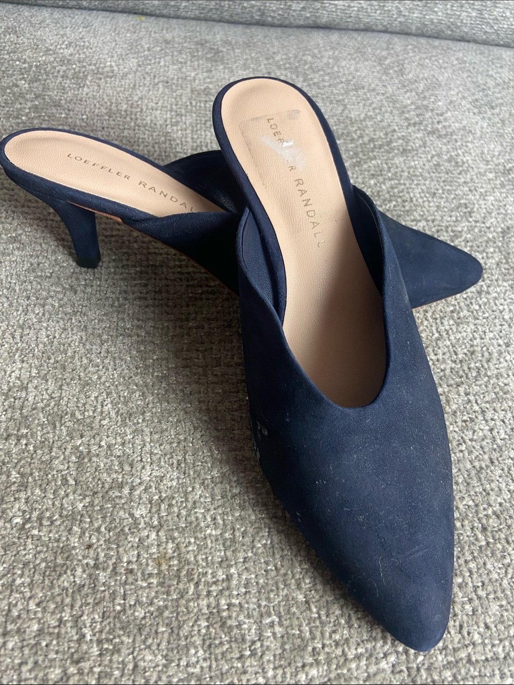 Loeffler Randall Navy Suede Pointed Toe Mule Heels size 5.5 B